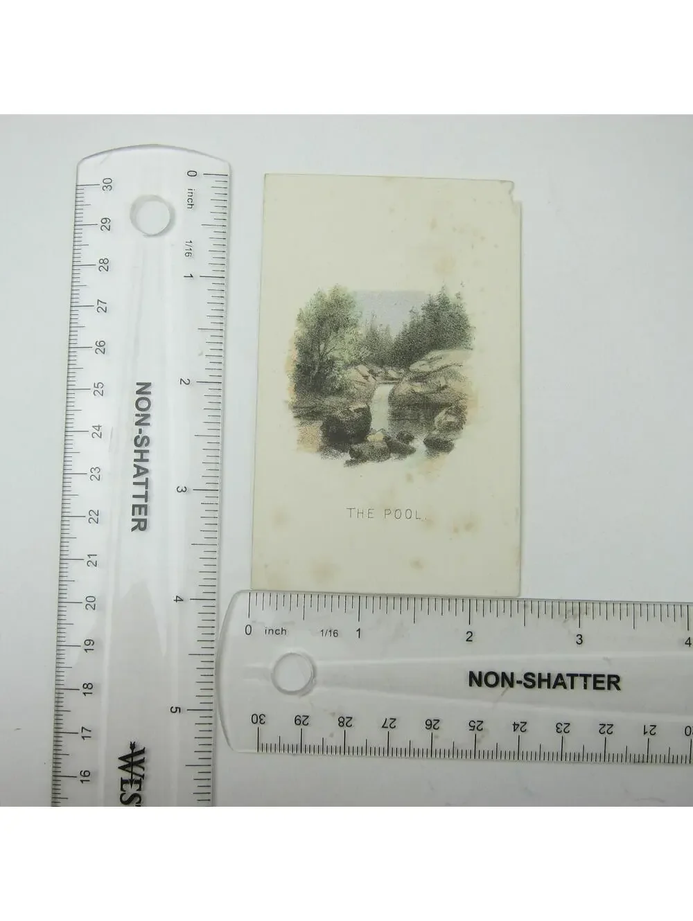 Color Lithograph Print Landscape The Pool North Conway New Hampshire Antique